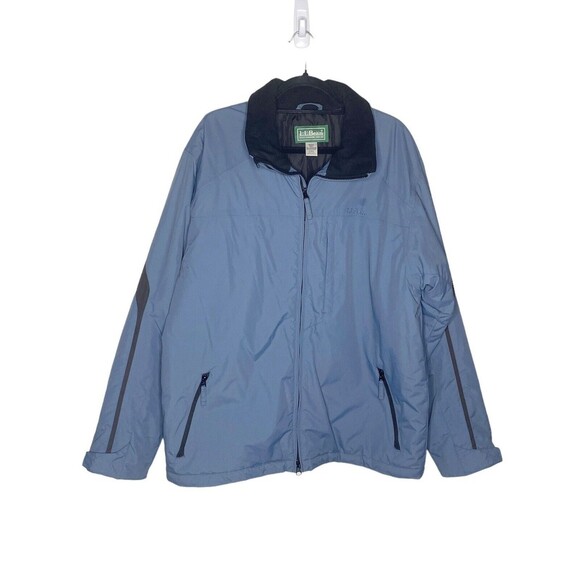 LL Bean Mens Sz Medium Jacket Fleece Lined Blue Bomber Coat - Picture 1 of 12